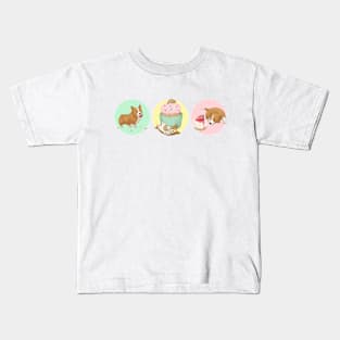 Cute Welsh Corgi and Dessert Illustrations Kids T-Shirt